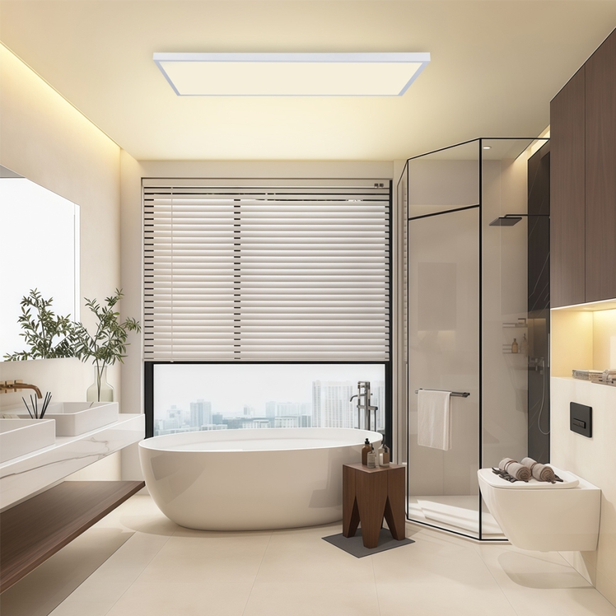 Brilagi - димований LED-стельовий світильник для ванної кімнати FRAME SMART LED/96W/230V 120x60 cm 3000-6000K IP44 білий + пульт дистанційного керування