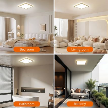 Brilagi - LED світильник для ванної кімнати ULTRA SLIM LED/24W/230V 42x42 cm золотистий IP54
