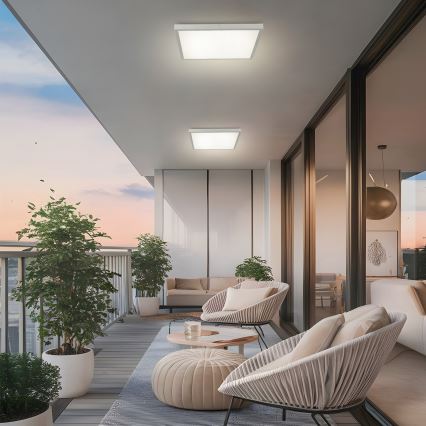 Brilagi - димований світлодіодний стельовий світильник для ванної кімнати FRAME SMART LED/50W/230V 60x60 cm 3000-6000K IP44 сріблястий + пульт дистанційного керування