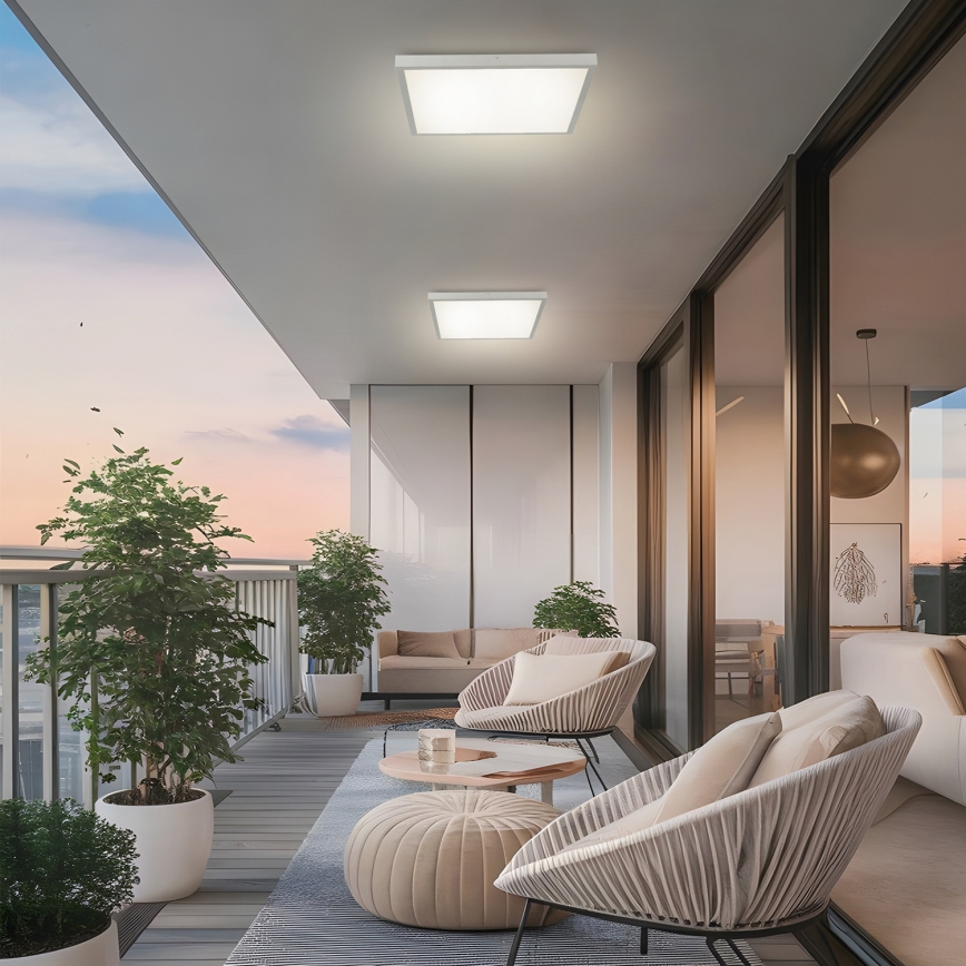 Brilagi - димований світлодіодний стельовий світильник для ванної кімнати FRAME SMART LED/50W/230V 60x60 cm 3000-6000K IP44 сріблястий + пульт дистанційного керування