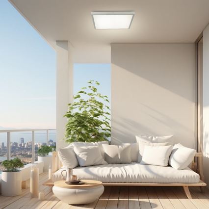 Brilagi - димований світлодіодний стельовий світильник для ванної кімнати FRAME SMART LED/50W/230V 60x60 cm 3000-6000K IP44 сріблястий + пульт дистанційного керування