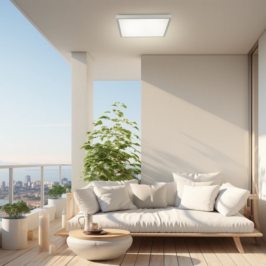 Brilagi - димований світлодіодний стельовий світильник для ванної кімнати FRAME SMART LED/50W/230V 60x60 cm 3000-6000K IP44 сріблястий + пульт дистанційного керування