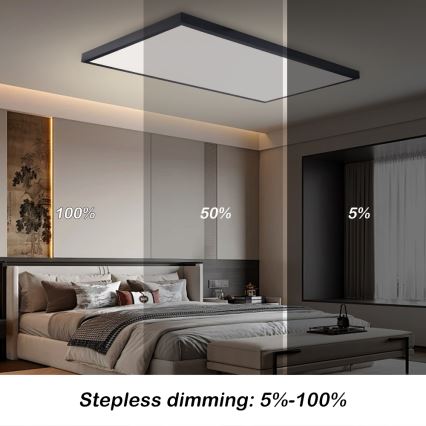 Brilagi - LED стельний світильник для ванної кімнати FRAME SMART, з регулюванням яскравості, LED/96W/230V 120x60 cm 3000-6000K IP44 чорний + пульт дистанційного керування