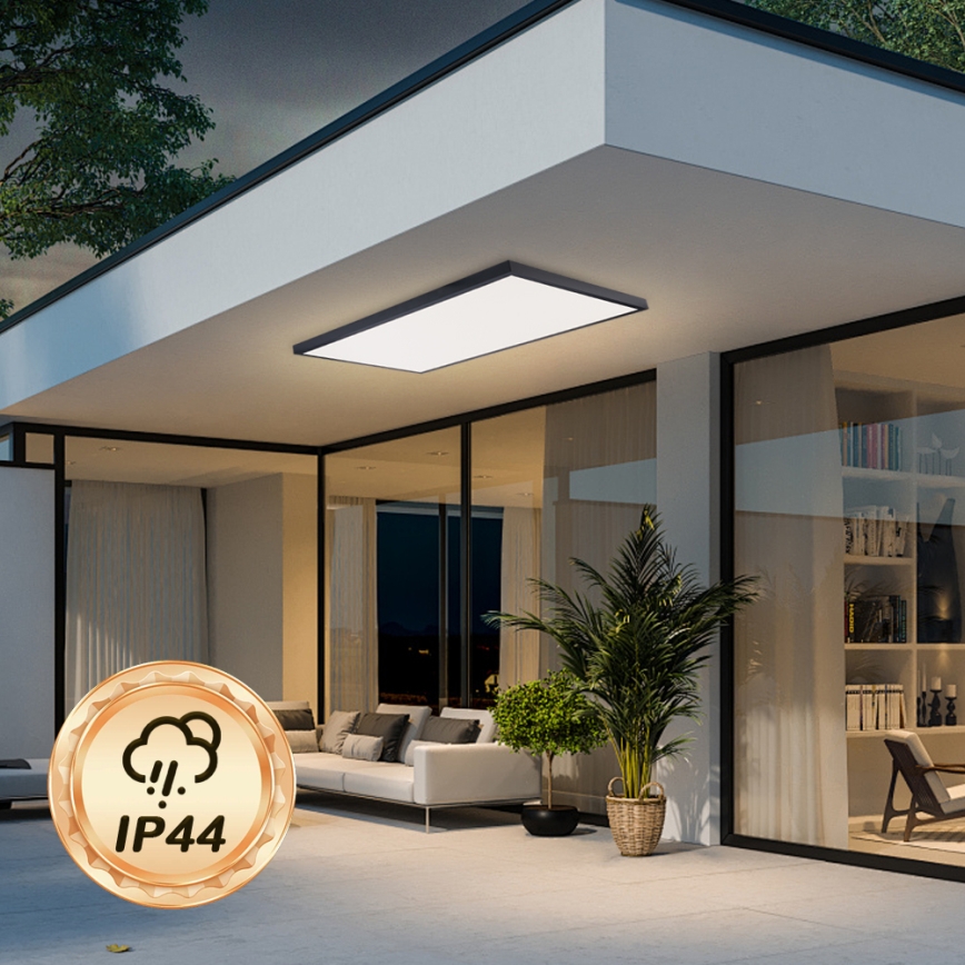 Brilagi - LED стельний світильник для ванної кімнати FRAME SMART, з регулюванням яскравості, LED/96W/230V 120x60 cm 3000-6000K IP44 чорний + пульт дистанційного керування