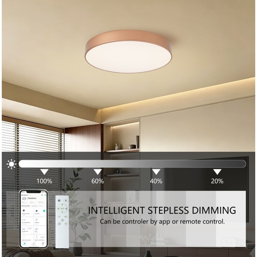BRILAGI - LED Димований стельовий світильник POOL SMART LED/60W/230V 3000-6000K діаметром 50 cm Wi-Fi Tuya мідного кольору + пульт дистанційного керування