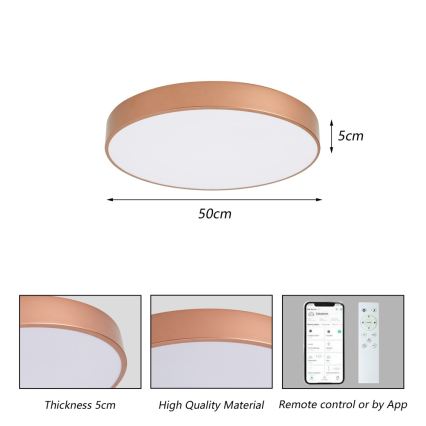 BRILAGI - LED Димований стельовий світильник POOL SMART LED/60W/230V 3000-6000K діаметром 50 cm Wi-Fi Tuya мідного кольору + пульт дистанційного керування