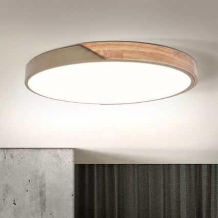 BRILAGI - LED регульований стельовий світильник PILANA LED/60W/230V 3000-6500K дуб/бежевий діам. 60 см + пульт дистанційного керування