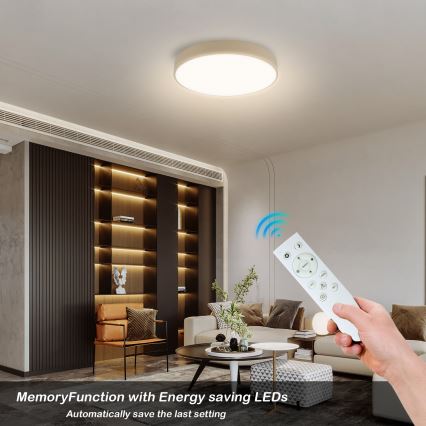 Brilagi - LED стельовий світильник з регулюванням яскравості POOL SMART LED/48W/230V 3000-6000K Ø 40 см Wi-Fi Tuya бежевий + пульт дистанційного керування