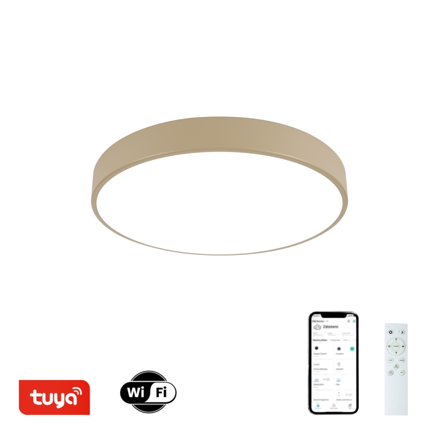 Brilagi - LED стельовий світильник з регулюванням яскравості POOL SMART LED/48W/230V 3000-6000K Ø 40 см Wi-Fi Tuya бежевий + пульт дистанційного керування