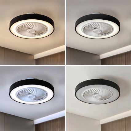 Brilagi - LED димований стельовий світильник із вентилятором LED/30W/230V 3000-6500K pr. 50 cm чорний + пульт дистанційного керування