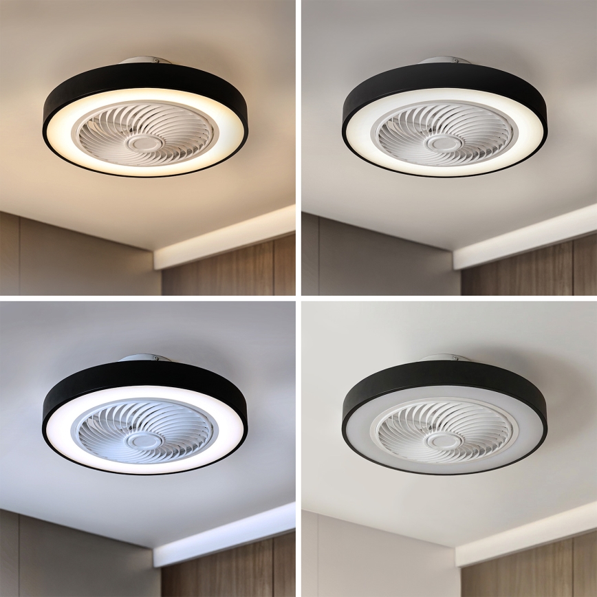 Brilagi - LED димований стельовий світильник із вентилятором LED/30W/230V 3000-6500K pr. 50 cm чорний + пульт дистанційного керування