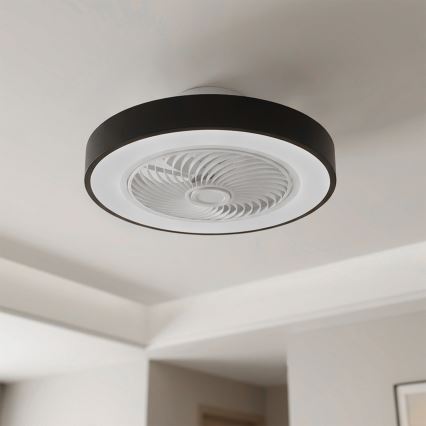 Brilagi - LED димований стельовий світильник із вентилятором LED/30W/230V 3000-6500K pr. 50 cm чорний + пульт дистанційного керування