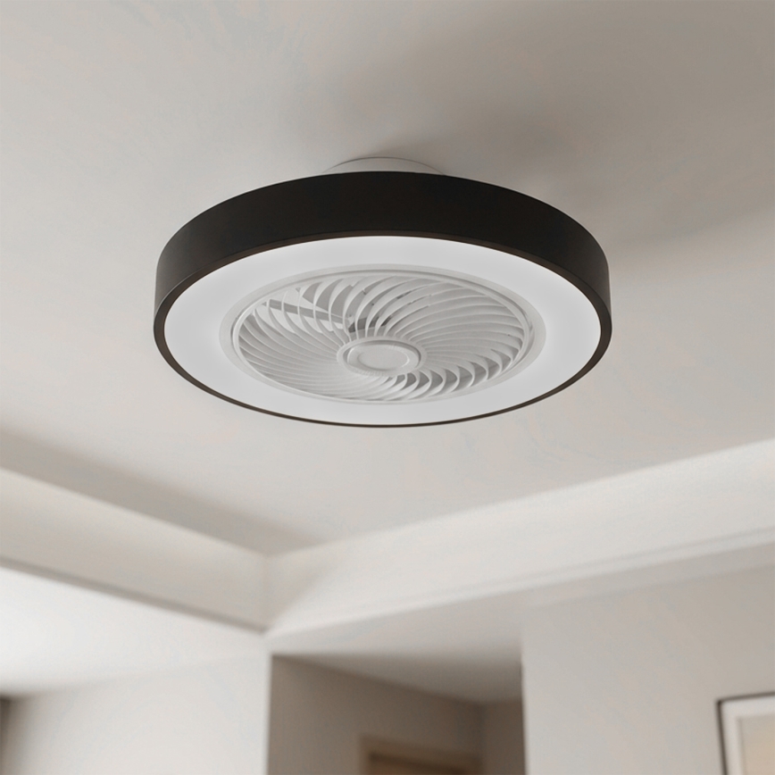 Brilagi - LED димований стельовий світильник із вентилятором LED/30W/230V 3000-6500K pr. 50 cm чорний + пульт дистанційного керування