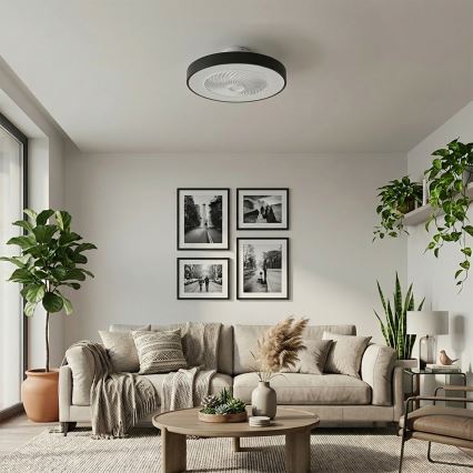 Brilagi - LED димований стельовий світильник із вентилятором LED/30W/230V 3000-6500K pr. 50 cm чорний + пульт дистанційного керування