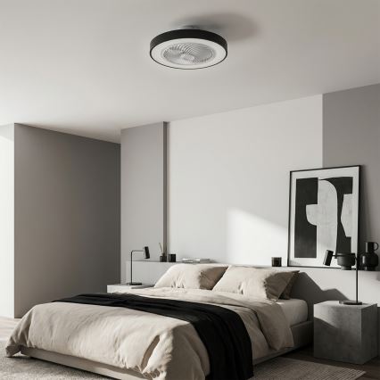 Brilagi - LED димований стельовий світильник із вентилятором LED/30W/230V 3000-6500K pr. 50 cm чорний + пульт дистанційного керування