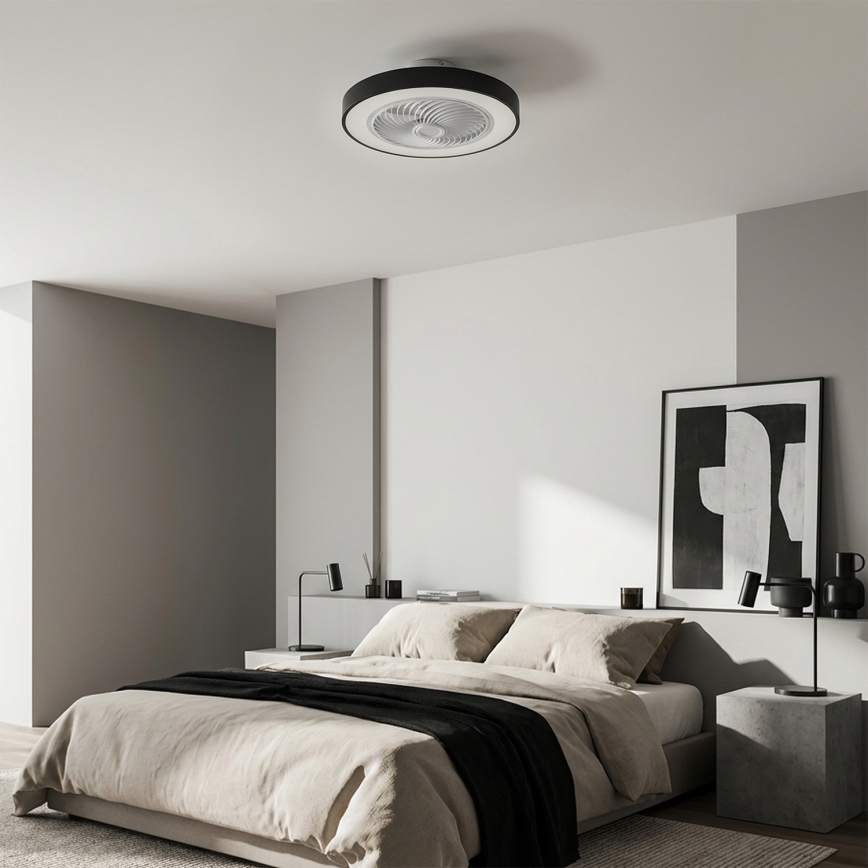 Brilagi - LED димований стельовий світильник із вентилятором LED/30W/230V 3000-6500K pr. 50 cm чорний + пульт дистанційного керування