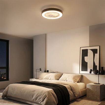 Brilagi - LED димований стельовий світильник із вентилятором LED/30W/230V 3000-6500K pr. 50 cm чорний + пульт дистанційного керування
