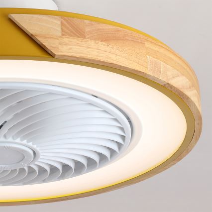 BRILAGI - LED стельовий світильник із вентилятором і регулюванням яскравості LED/38W/230V 3000-6500K діам. 50 см золото/дуб + пульт дистанційного керування