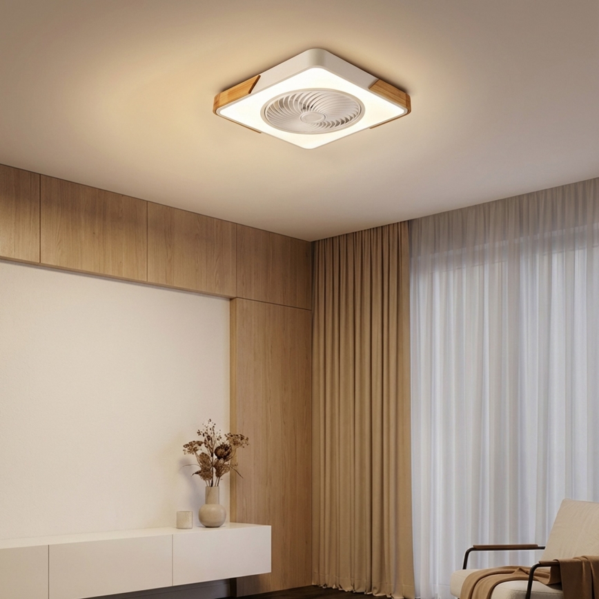 Brilagi - LED стельовий світильник з вентилятором, з регульованою яскравістю LED/30W/230V 3000-6500K білий/дуб + пульт дистанційного керування