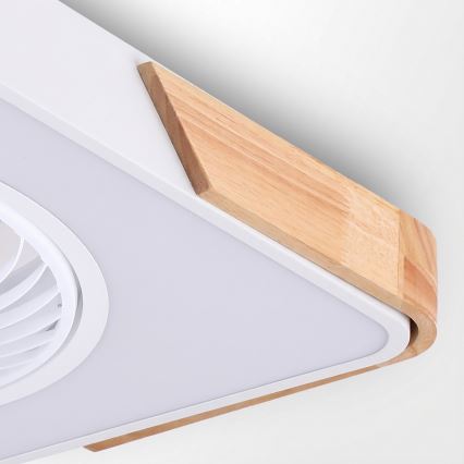 Brilagi - LED стельовий світильник з вентилятором, з регульованою яскравістю LED/30W/230V 3000-6500K білий/дуб + пульт дистанційного керування