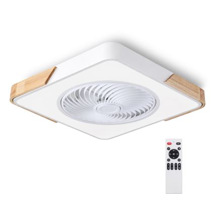 Brilagi - LED стельовий світильник з вентилятором, з регульованою яскравістю LED/30W/230V 3000-6500K білий/дуб + пульт дистанційного керування