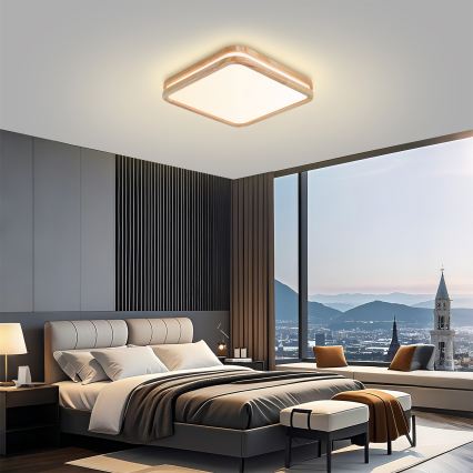 BRILAGI - стельовий LED‑світильник із регулюванням яскравості MOLINA SQUARE LED/48W/230V 3000-6000K дуб 40x40 cm + пульт дистанційного керування