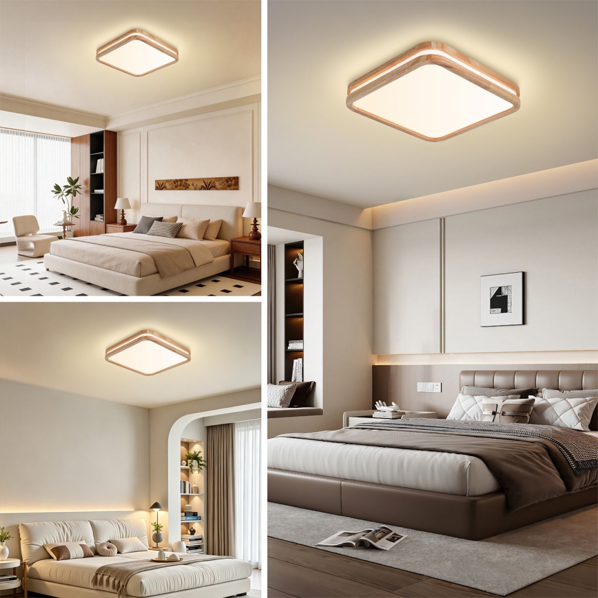 BRILAGI - стельовий LED‑світильник із регулюванням яскравості MOLINA SQUARE LED/48W/230V 3000-6000K дуб 40x40 cm + пульт дистанційного керування