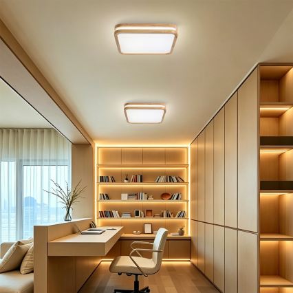 BRILAGI - стельовий LED‑світильник із регулюванням яскравості MOLINA SQUARE LED/48W/230V 3000-6000K дуб 40x40 cm + пульт дистанційного керування