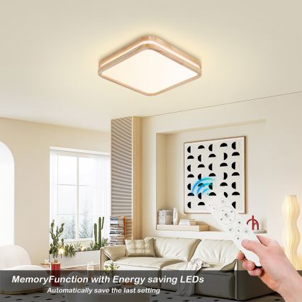 BRILAGI - стельовий LED‑світильник із регулюванням яскравості MOLINA SQUARE LED/48W/230V 3000-6000K дуб 40x40 cm + пульт дистанційного керування