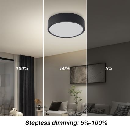 BRILAGI - LED-стельовий світильник POOL LED/18W/230V 3000-6000K 20 cm, з регулюванням яскравості, чорний + дистанційне керування