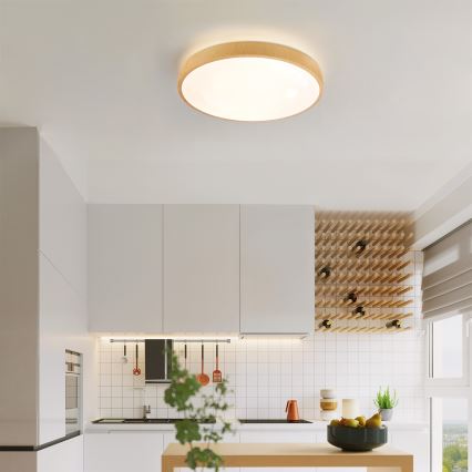 Brilagi - LED регульований стельний світильник GLASS POOL DOUBLE LED/48W/230V 3000-6000K 40 см декор під дерево + пульт дистанційного керування