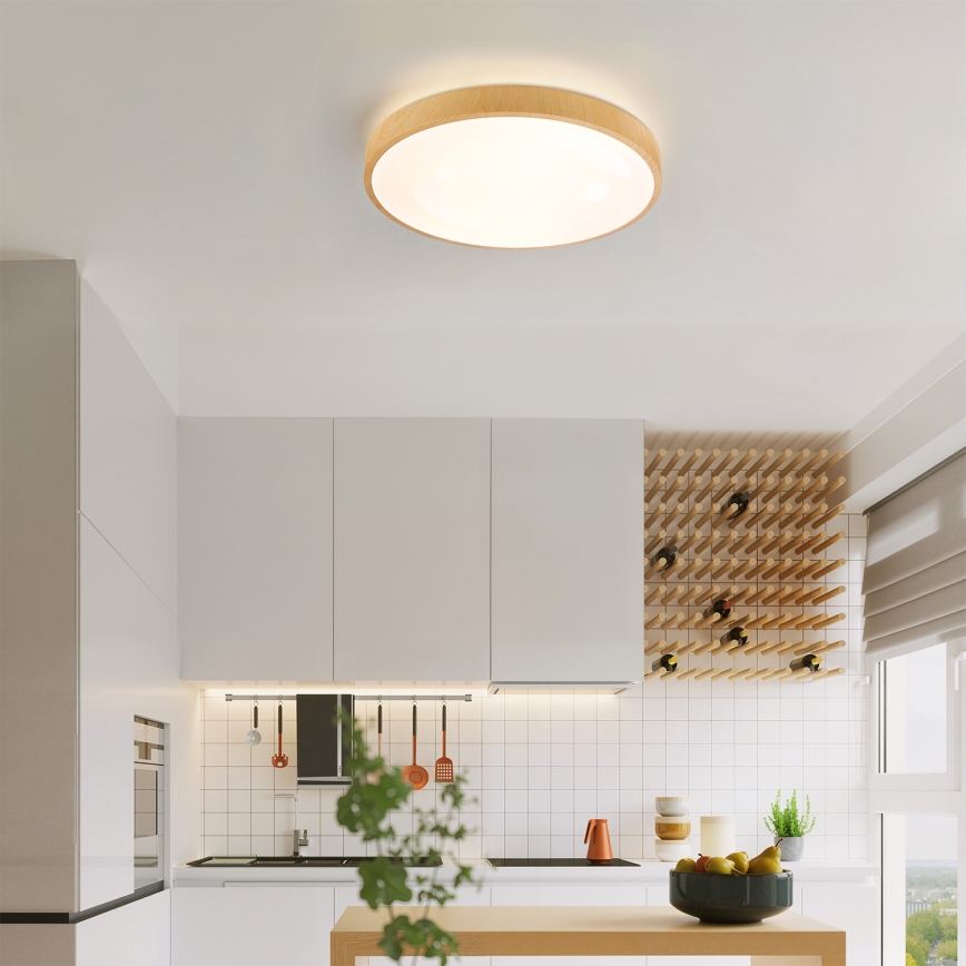 Brilagi - LED регульований стельний світильник GLASS POOL DOUBLE LED/48W/230V 3000-6000K 40 см декор під дерево + пульт дистанційного керування