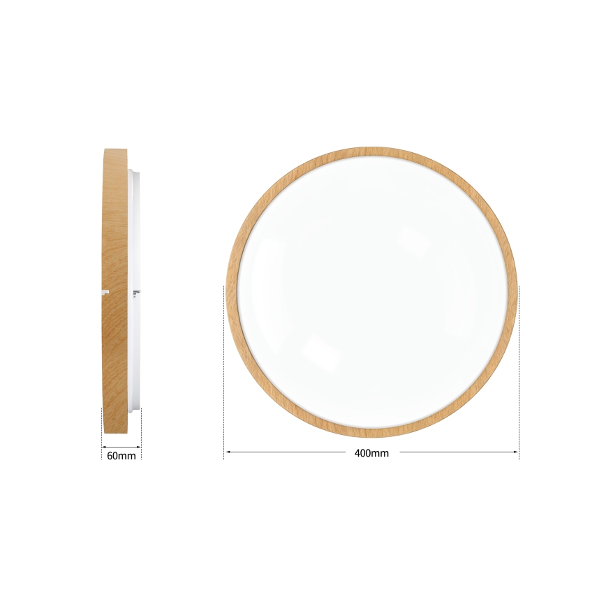 Brilagi - LED регульований стельний світильник GLASS POOL DOUBLE LED/48W/230V 3000-6000K 40 см декор під дерево + пульт дистанційного керування