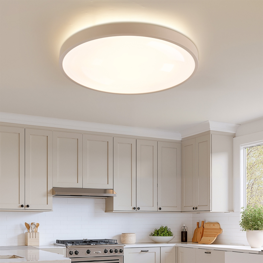 Брілагі - світлодіодний стельовий світильник з регулюванням яскравості ГЛАС ПУЛ ДАБЛ 80 Вт/230 В 3000-6000 К 60 см бежевий + пульт дистанційного керування