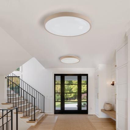 Брілагі - світлодіодний стельовий світильник з регулюванням яскравості ГЛАС ПУЛ ДАБЛ 80 Вт/230 В 3000-6000 К 60 см бежевий + пульт дистанційного керування