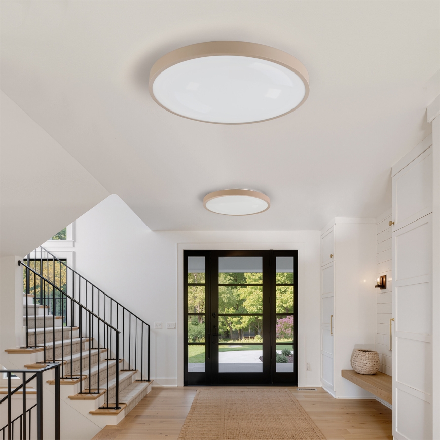 Брілагі - світлодіодний стельовий світильник з регулюванням яскравості ГЛАС ПУЛ ДАБЛ 80 Вт/230 В 3000-6000 К 60 см бежевий + пульт дистанційного керування