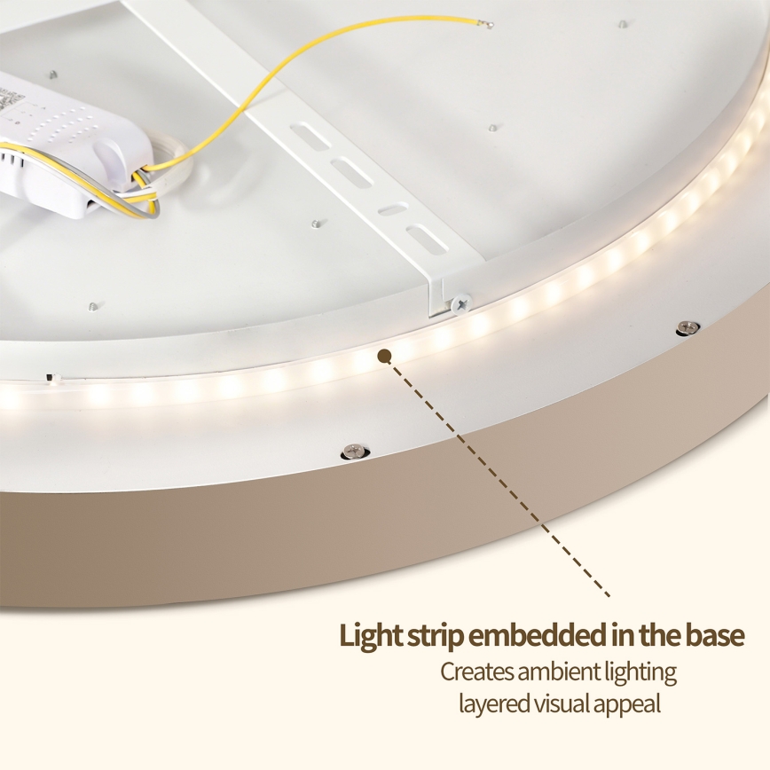 Брілагі - світлодіодний стельовий світильник з регулюванням яскравості ГЛАС ПУЛ ДАБЛ 80 Вт/230 В 3000-6000 К 60 см бежевий + пульт дистанційного керування