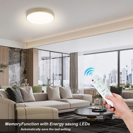 Брілагі - світлодіодний стельовий світильник з регулюванням яскравості POOL LED/36W/230V 3000-6000K, діаметр 30 см, бежевий + пульт дистанційного керування