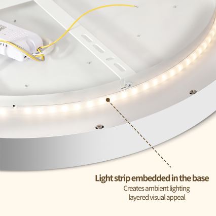 Брілагі - світлодіодний стельовий світильник з регулюванням яскравості ГЛАС ПУЛ ДАБЛ 48 Вт/230 В 3000–6000 К 40 см білий + пульт дистанційного керування