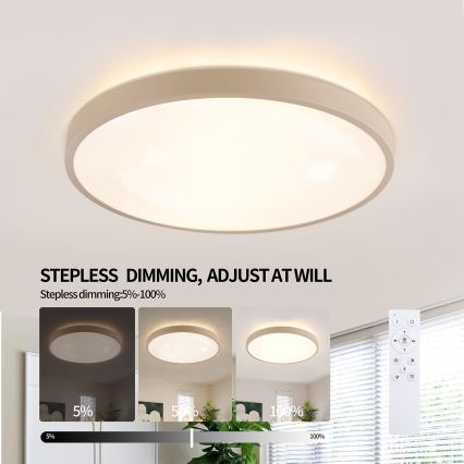 Brilagi - LED стельовий світильник з диммером GLASS POOL DOUBLE LED/60W/230V 3000-6000K 50 cm бежевий + пульт дистанційного керування