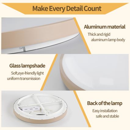 Brilagi - LED стельовий світильник з диммером GLASS POOL DOUBLE LED/60W/230V 3000-6000K 50 cm бежевий + пульт дистанційного керування