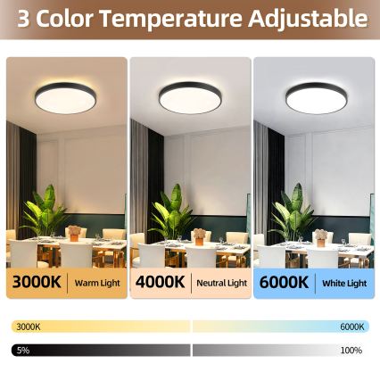 Brilagi - LED стельовий світильник з регульованою яскравістю GLASS POOL DOUBLE LED/60W/230V 3000-6000K 50 cm чорний + пульт дистанційного керування