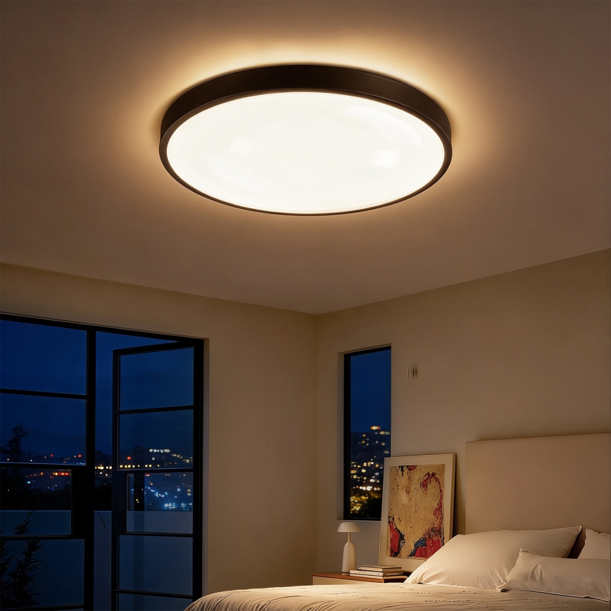 Brilagi - LED стельовий світильник з регульованою яскравістю GLASS POOL DOUBLE LED/60W/230V 3000-6000K 50 cm чорний + пульт дистанційного керування