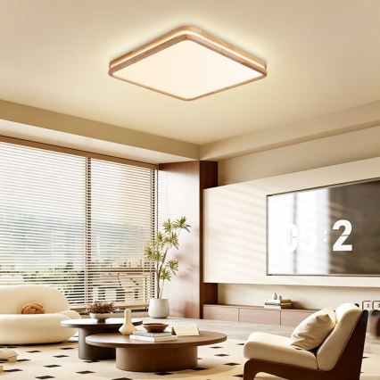 BRILAGI - LED-стельовий світильник з можливістю затемнення MOLINA SQUARE LED/80W/230V 3000-6000K дуб 60x60 см + пульт дистанційного керування