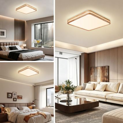 BRILAGI - LED-стельовий світильник з можливістю затемнення MOLINA SQUARE LED/80W/230V 3000-6000K дуб 60x60 см + пульт дистанційного керування