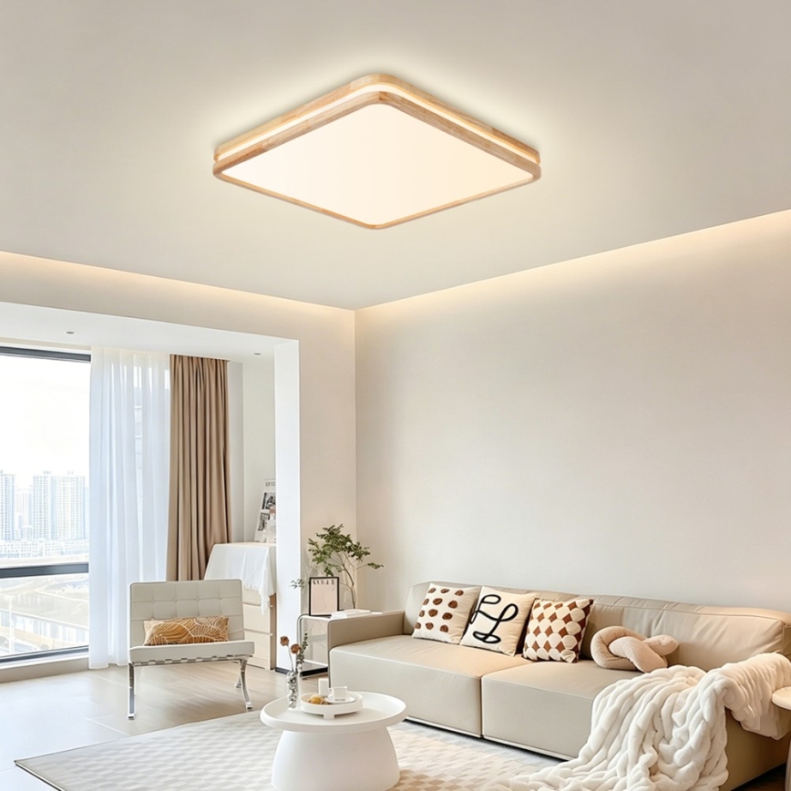BRILAGI - LED-стельовий світильник з можливістю затемнення MOLINA SQUARE LED/80W/230V 3000-6000K дуб 60x60 см + пульт дистанційного керування