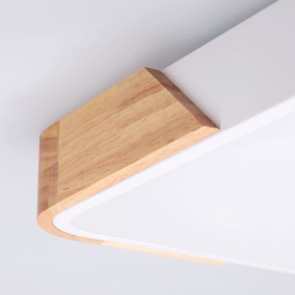 Brilagi - LED регульований стельовий світильник PILANA LED/48W/230V 3000-6500K дуб/білий 42x42 cm + пульт дистанційного керування
