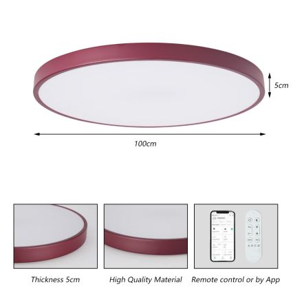 Brilagi - світильник LED з регульованою яскравістю POOL SMART LED/128 Вт/230 В діаметром 100 см Wi‑Fi Tuya + пульт дистанційного керування бордовий