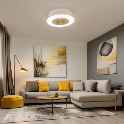Brilagi - LED Світильник з регулюванням яскравості та вентилятором AURA LED/38W/230V 3000-6000K золотистий + пульт дистанційного керування