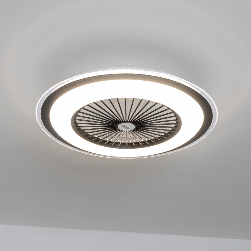 Brilagi - LED Світильник з регулюванням яскравості та вентилятором RONDA LED/48W/230V 3000-6000K чорний + пульт дистанційного керування